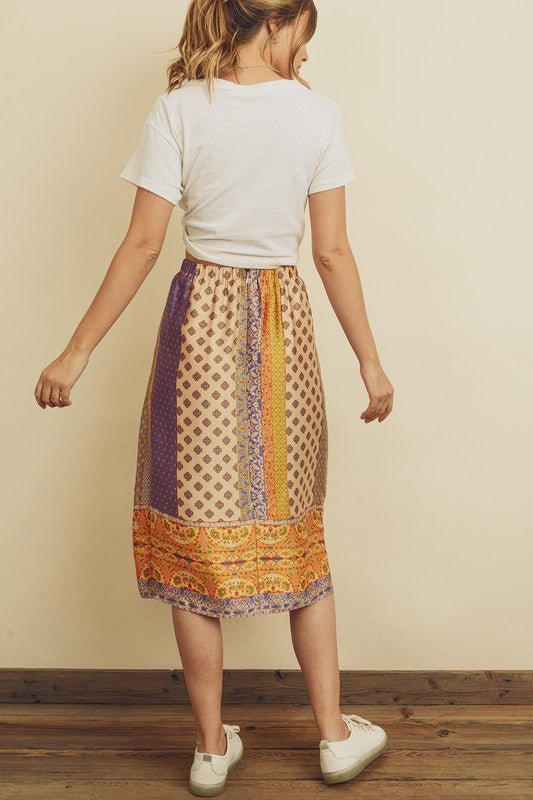 Paisley Silky Midi Skirt - Addie Rose Boutique - Austin