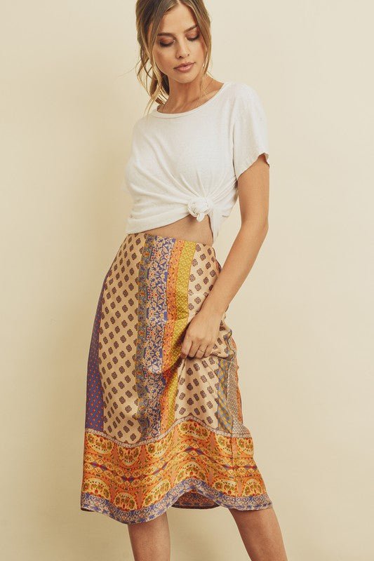 Paisley Silky Midi Skirt - Addie Rose Boutique - Austin