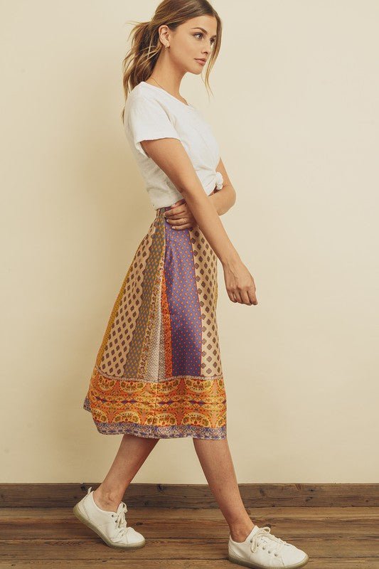 Paisley Silky Midi Skirt - Addie Rose Boutique - Austin