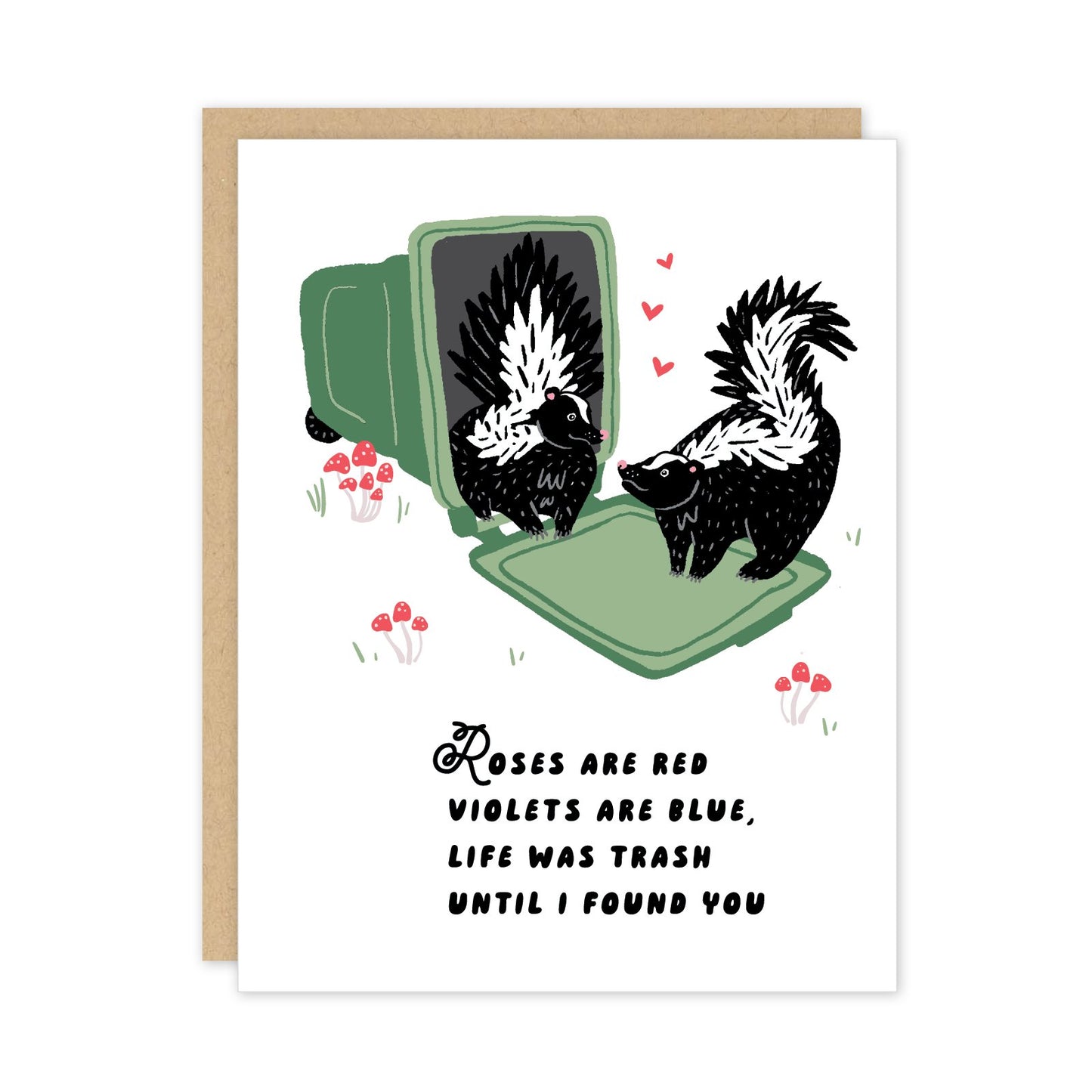 Party of One - Roses Are Red Skunk Love Friendship Card - Addie Rose Boutique - Austin