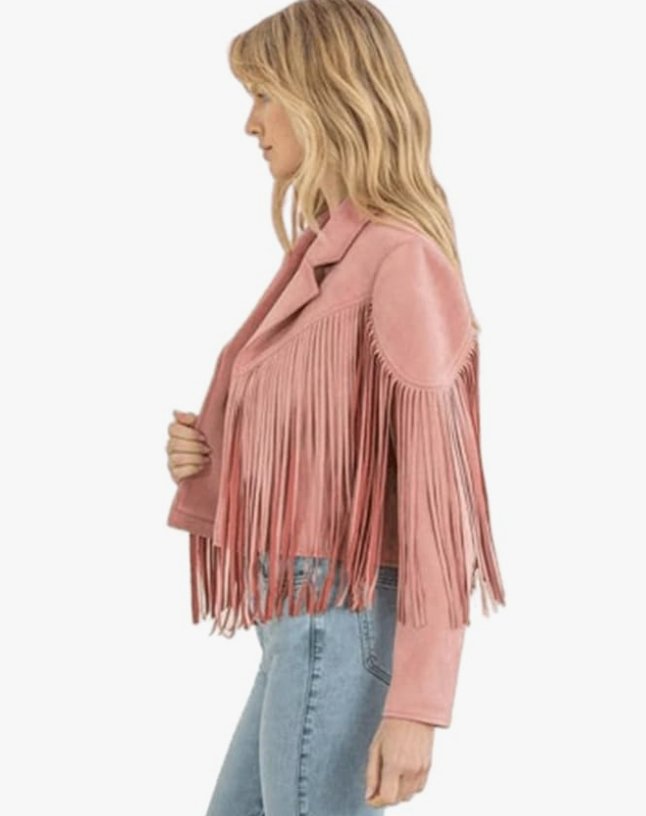 Pink Fringe Jacket - Addie Rose Boutique - Austin