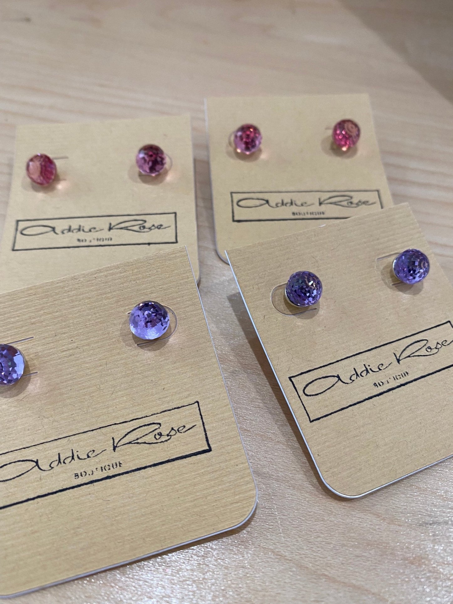 Pink & Purple Stud Earrings - Addie Rose Boutique - Austin