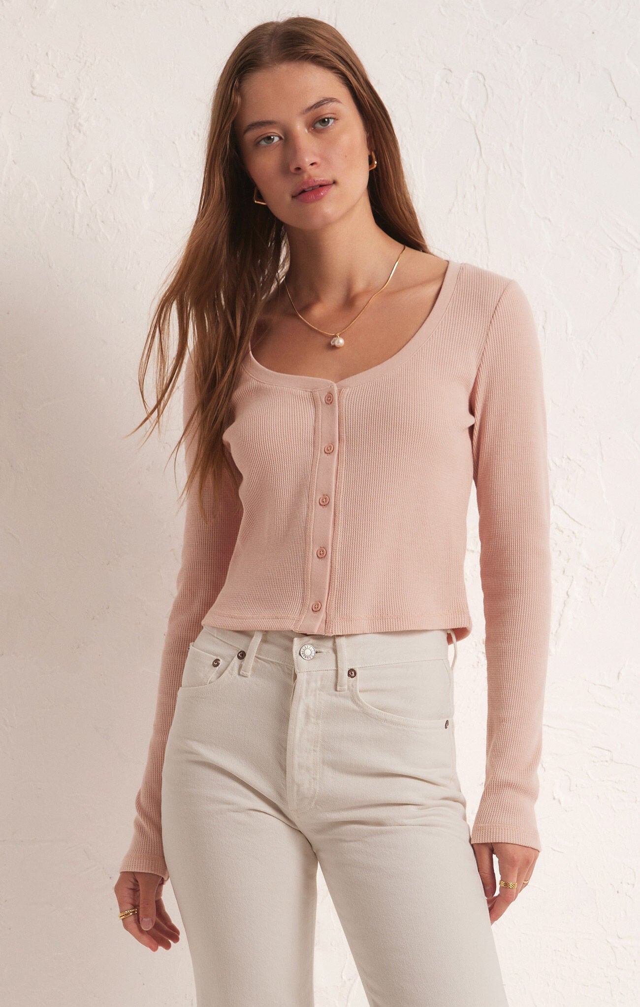 Pinky Waffle Top - Addie Rose Boutique - Austin