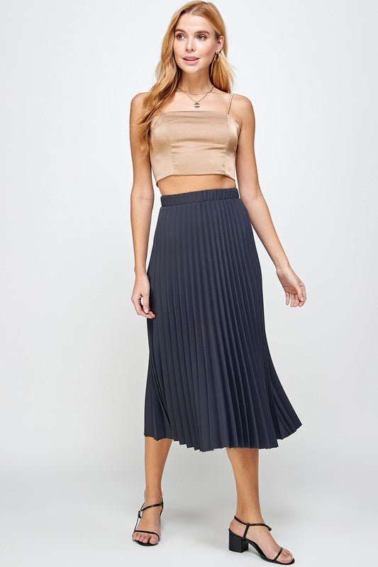 Pleated Crop Midi Skirt - Addie Rose Boutique - Austin