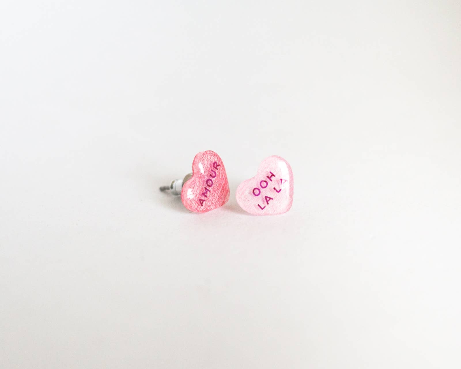 Poptone Co. - French Valentine Candy Heart Earrings - Preorder - Addie Rose Boutique - Austin