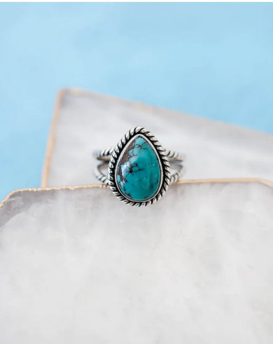 Positano Turquoise Ring in Silver - Addie Rose Boutique - Austin