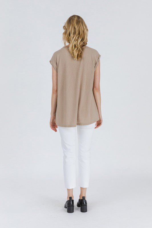 Quinn Top in Taupe - Addie Rose Boutique - Austin