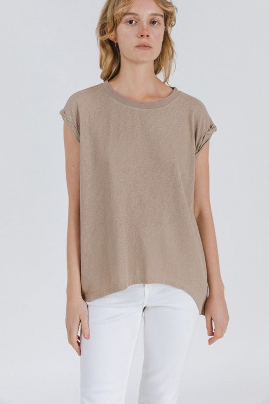 Quinn Top in Taupe - Addie Rose Boutique - Austin