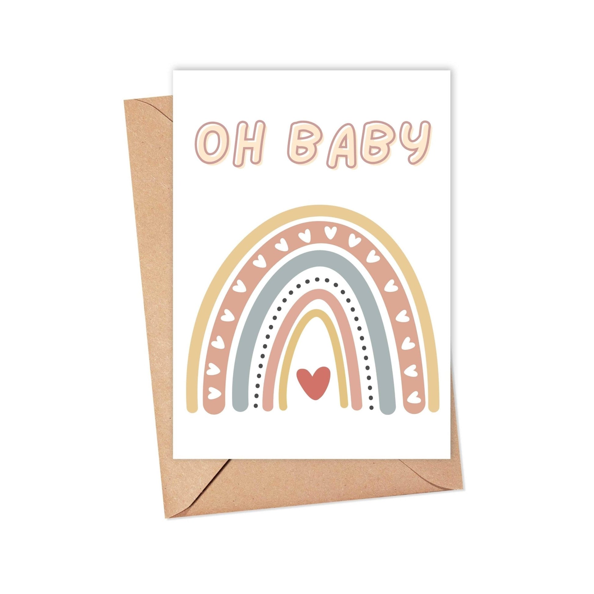 R is for Robo - Oh Baby Card - Boho Rainbow Expectant Mom Card - New Baby - Addie Rose Boutique - Austin