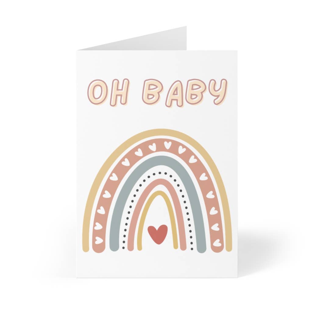 R is for Robo - Oh Baby Card - Boho Rainbow Expectant Mom Card - New Baby - Addie Rose Boutique - Austin