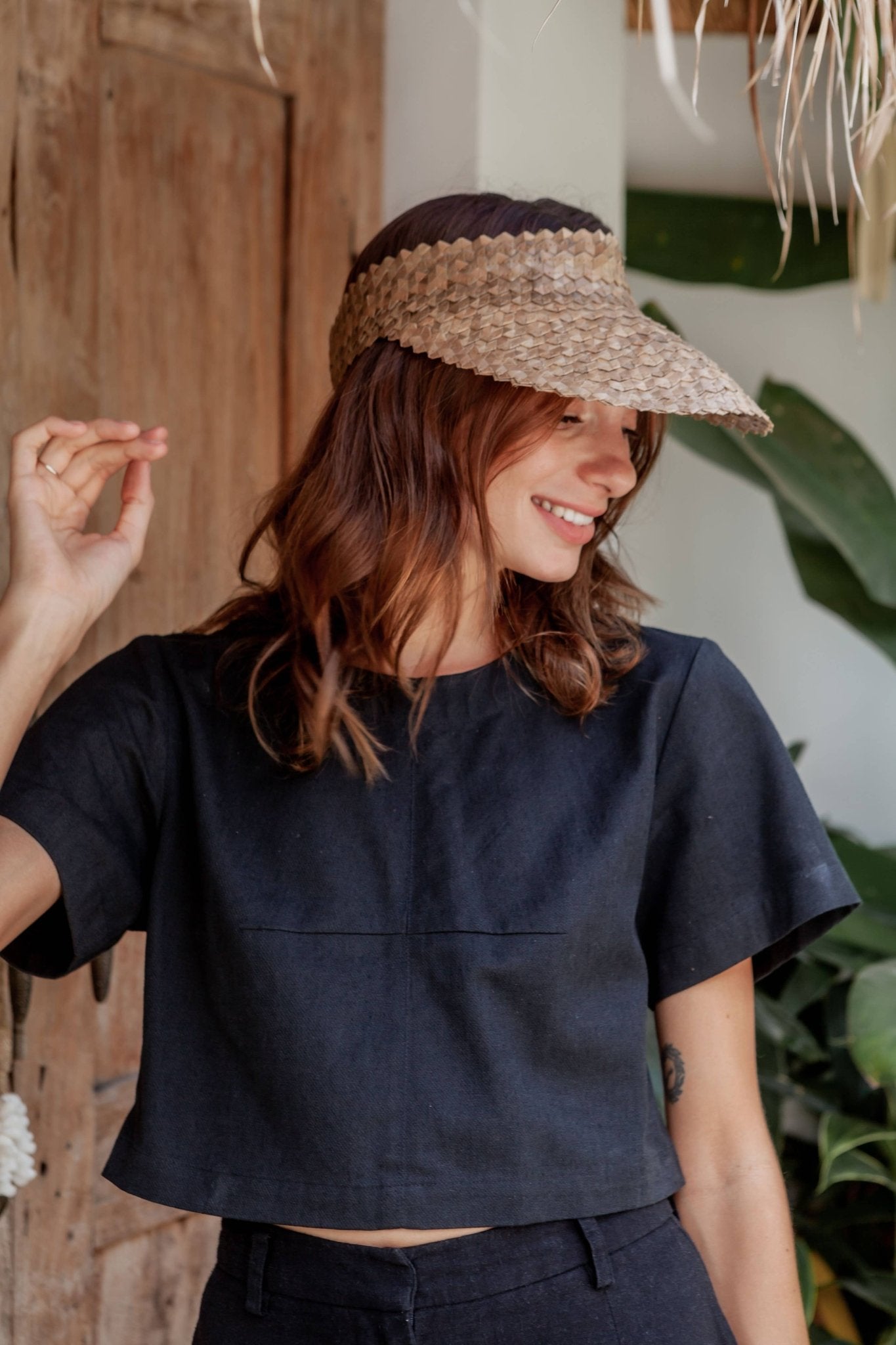 Rattan Sun Visor in Amber - Addie Rose Boutique - Austin