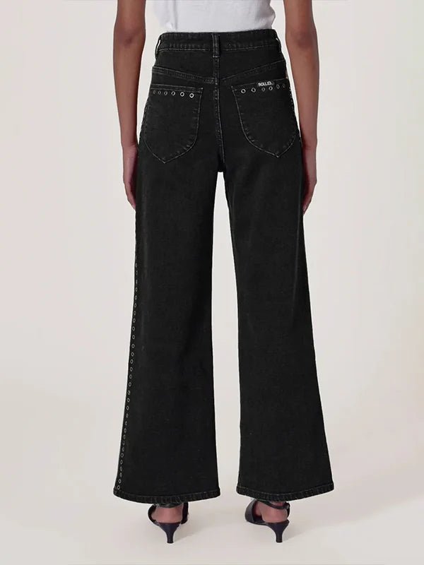 Rollas Sailor High Rise Wide Leg Eyelet Jean - Addie Rose Austin