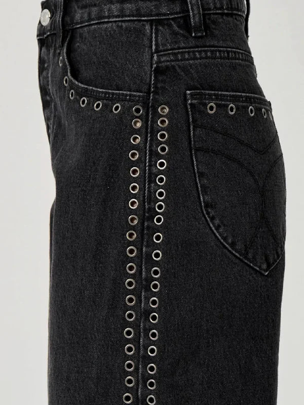 Rollas Sailor High Rise Wide Leg Eyelet Jean - Addie Rose Austin