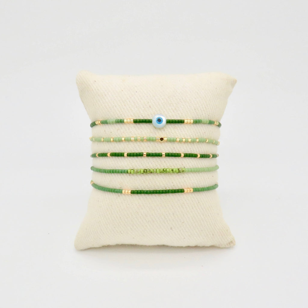 Rosamariposa - Evil Eye Miyuki Bracelet - Hunter Green - Addie Rose Boutique - Austin