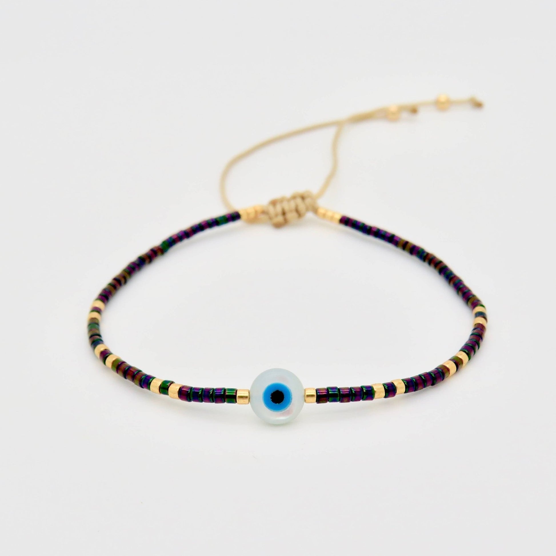 Rosamariposa - Evil Eye Miyuki Bracelet - Metallic Violet - Addie Rose Boutique - Austin