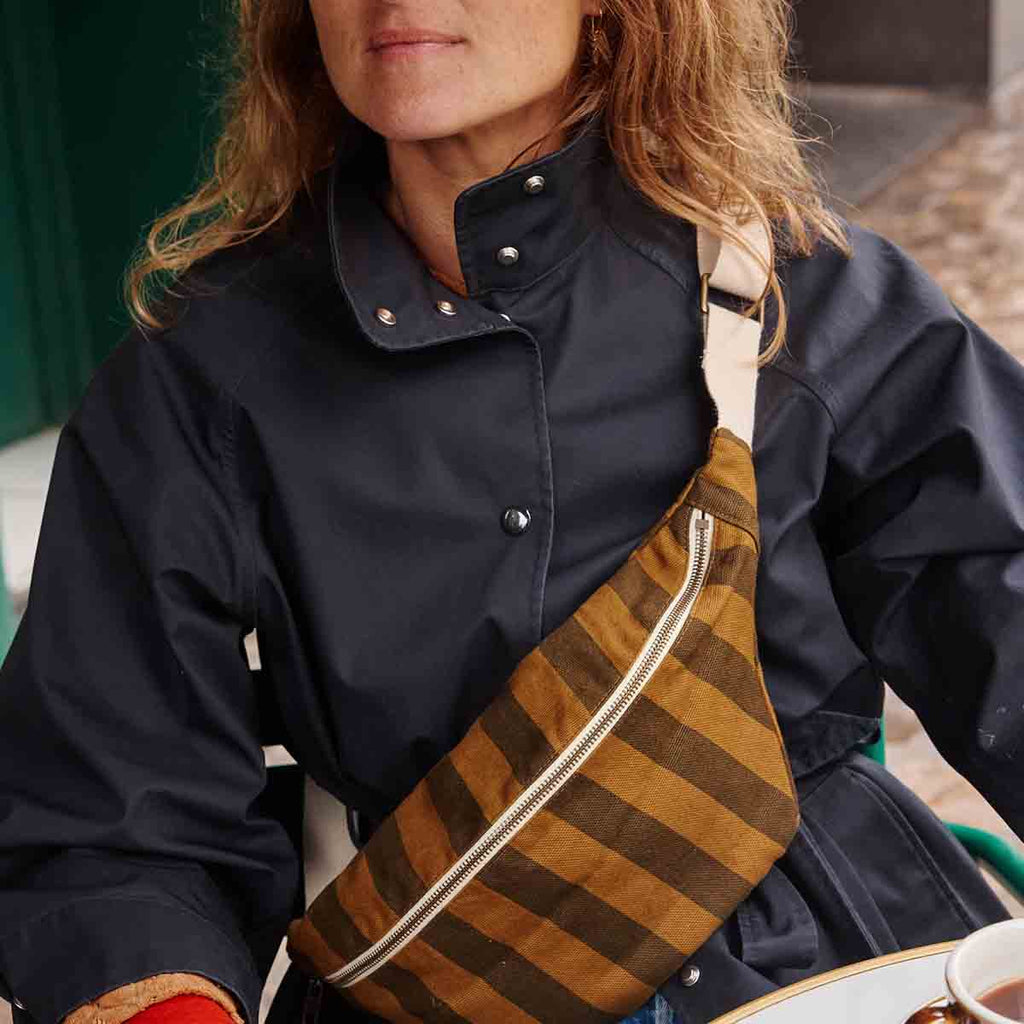Rose in April - WOMEN BUM BAG STRIPES CUMIN AND BLACK - Addie Rose Boutique - Austin