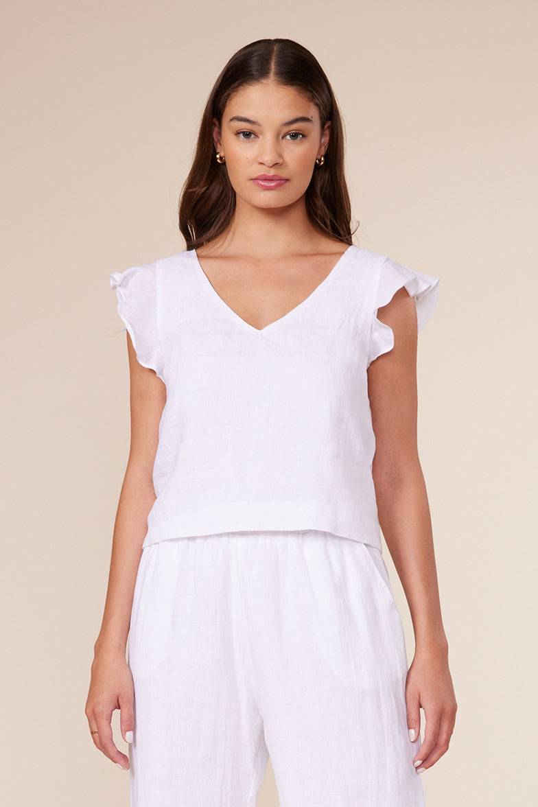 Ruffle Linen Top - Addie Rose Boutique - Austin