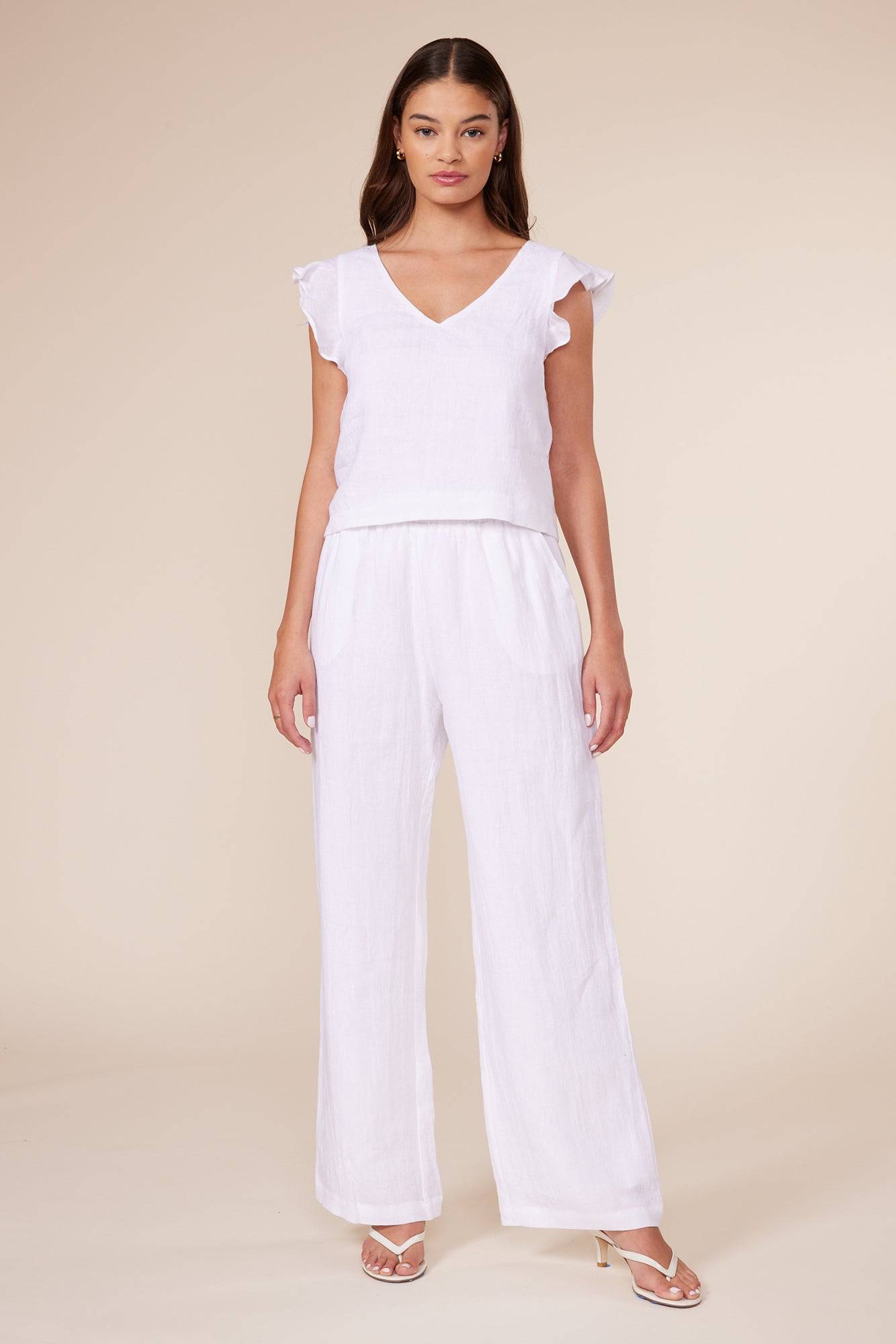 Ruffle Linen Top - Addie Rose Boutique - Austin