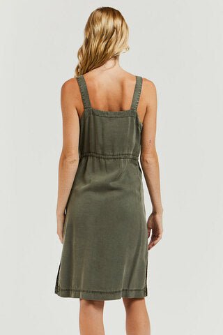 Sam Washed Out Olive Sundress - Addie Rose Boutique - Austin