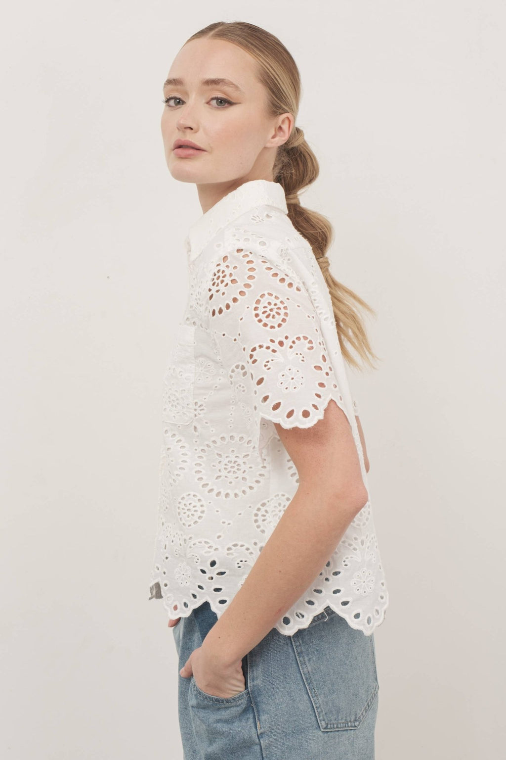 Scallop Button - Down - Addie Rose Boutique - Austin