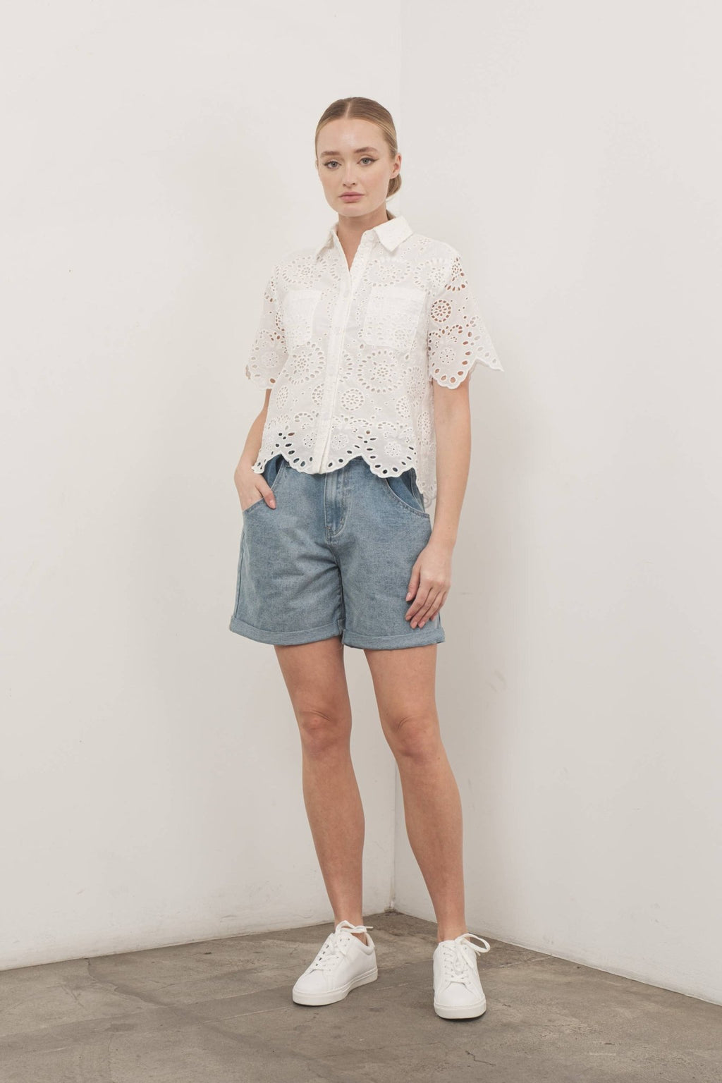 Scallop Button - Down - Addie Rose Boutique - Austin
