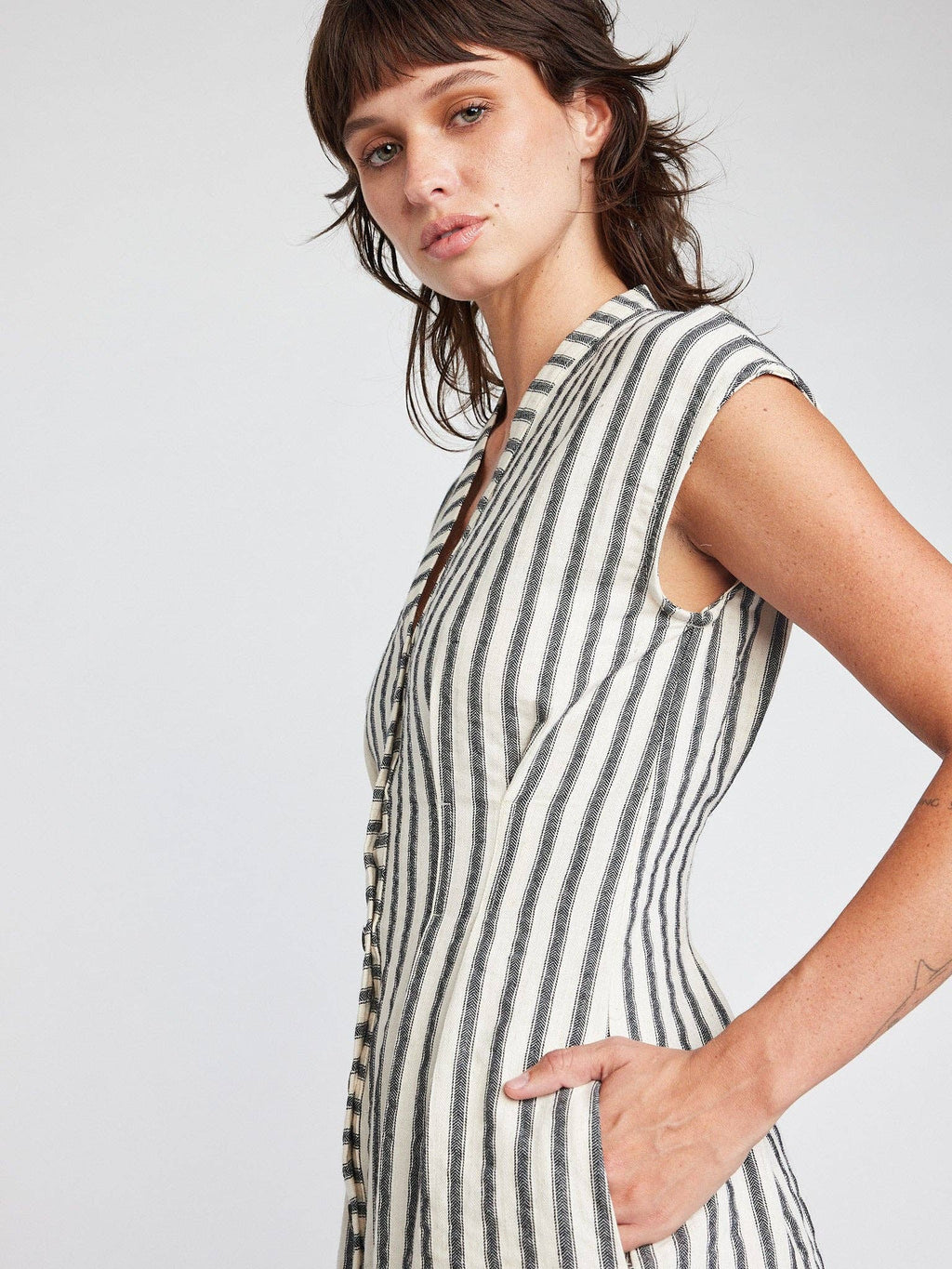 Self Contrast - Jamila Button Front Midi Dress - Addie Rose Austin