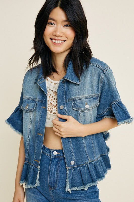 Short Sleeve Denim Jacket - Addie Rose Boutique - Austin