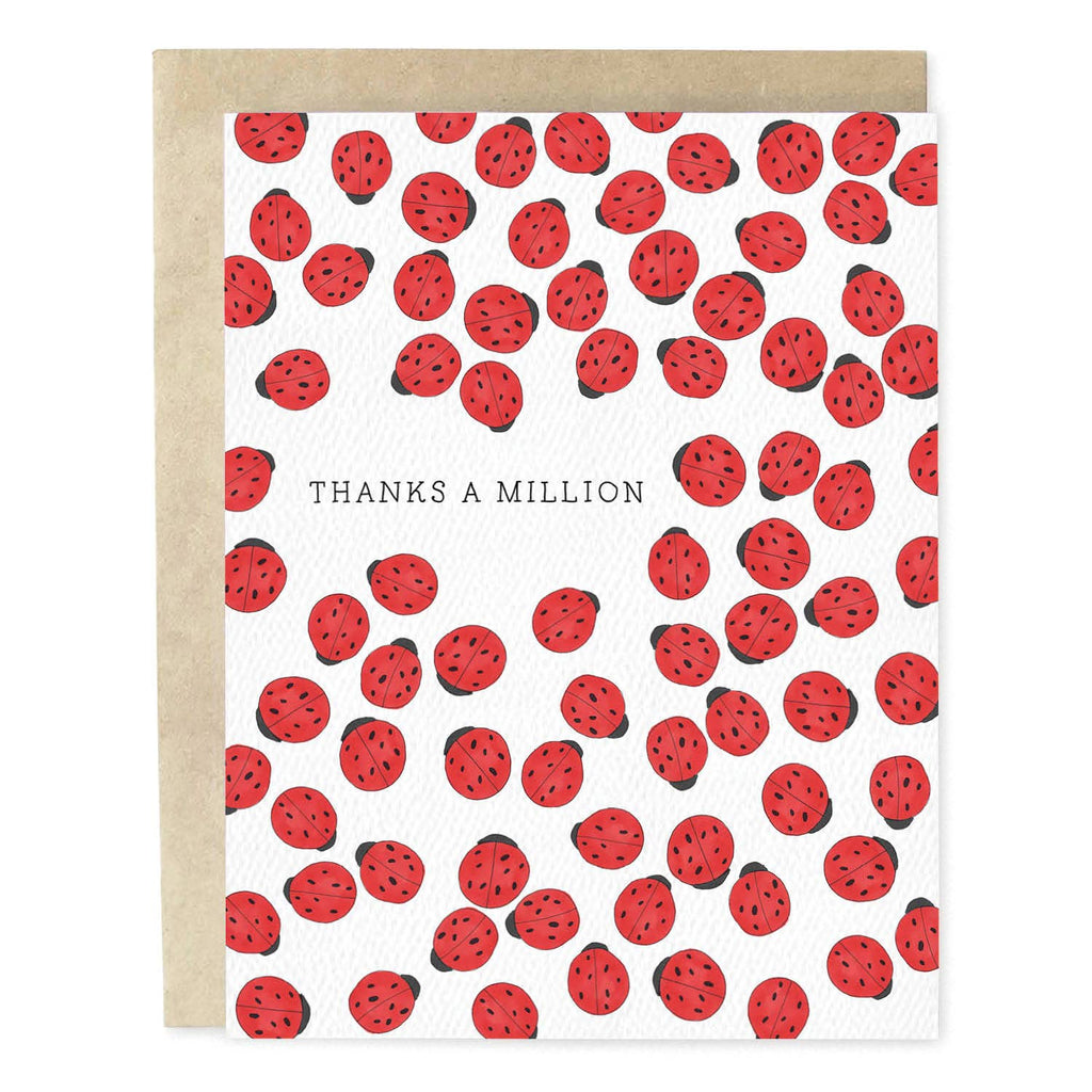 Skribbles - Thanks A Million Ladybug Thank You Greeting Card - Addie Rose Boutique - Austin