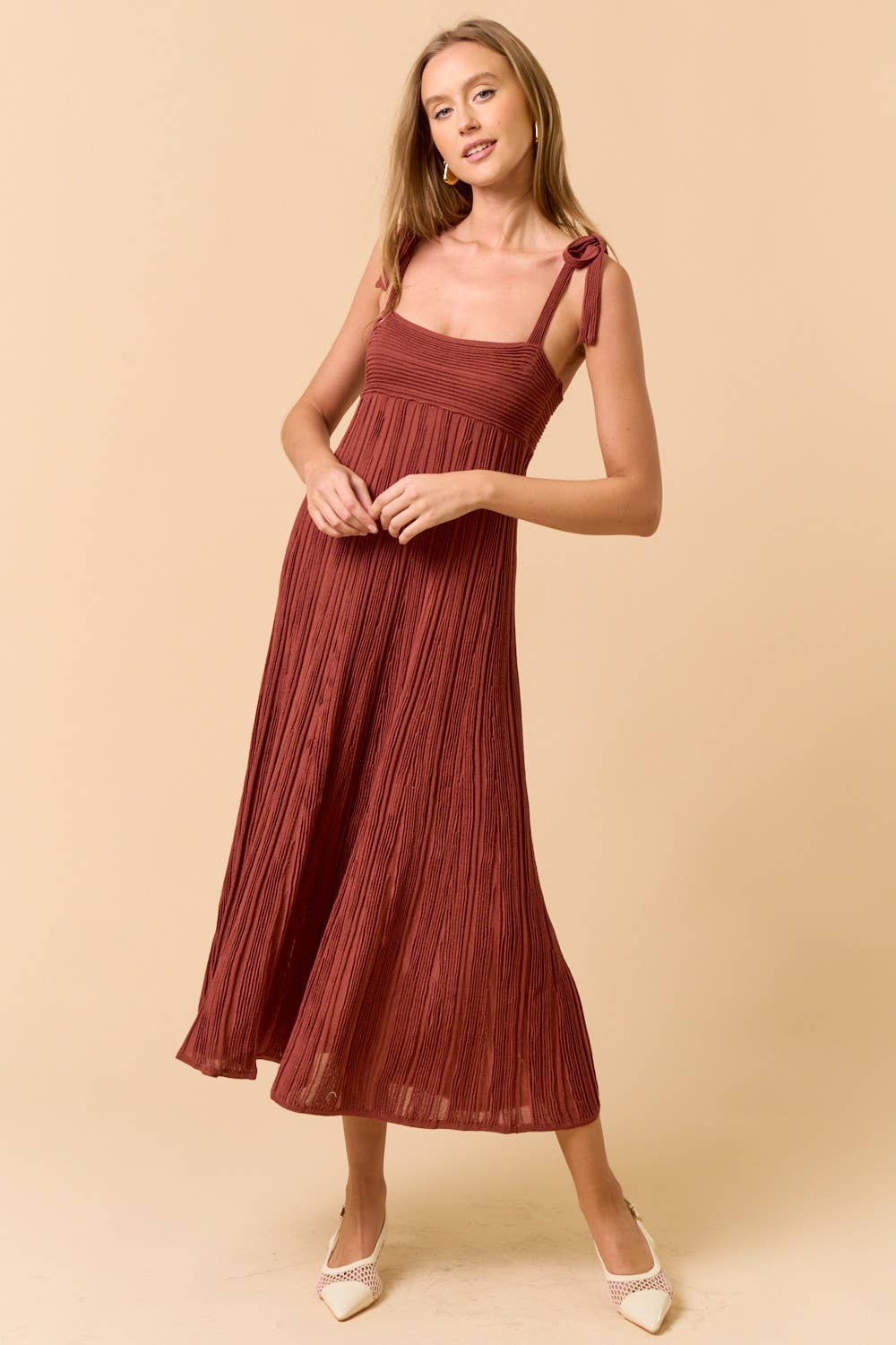 Sleeveless Maxi Dress with Shoulder Tie Detail - Addie Rose Austin