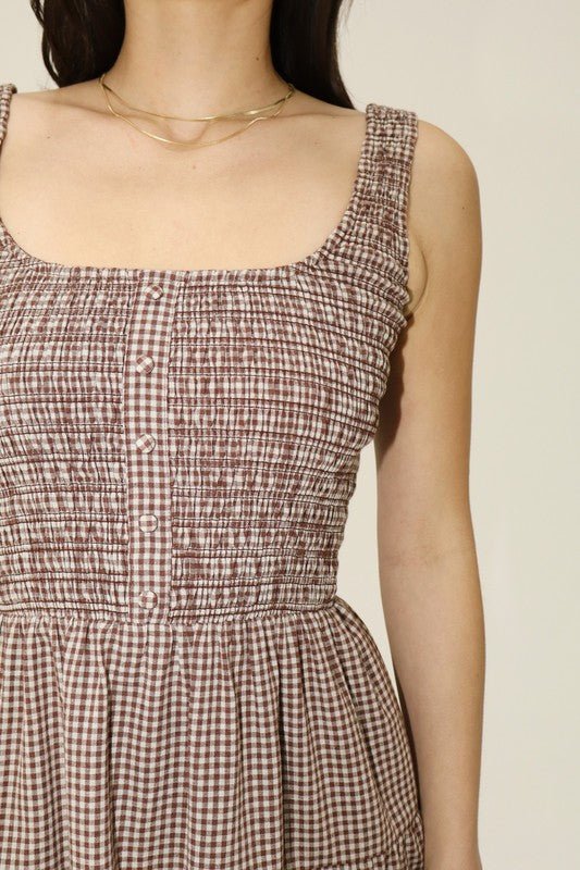 Smocked Gingham Dress - Addie Rose Boutique - Austin