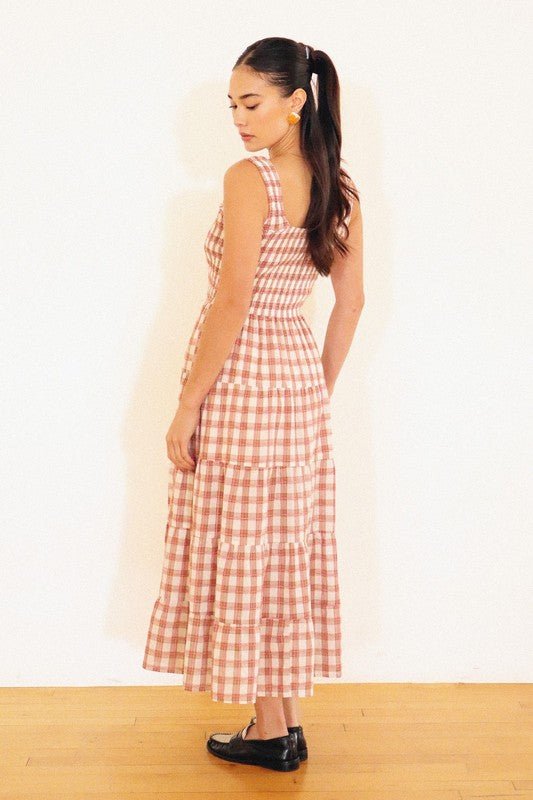 Smocked Gingham Peach - Addie Rose Boutique - Austin