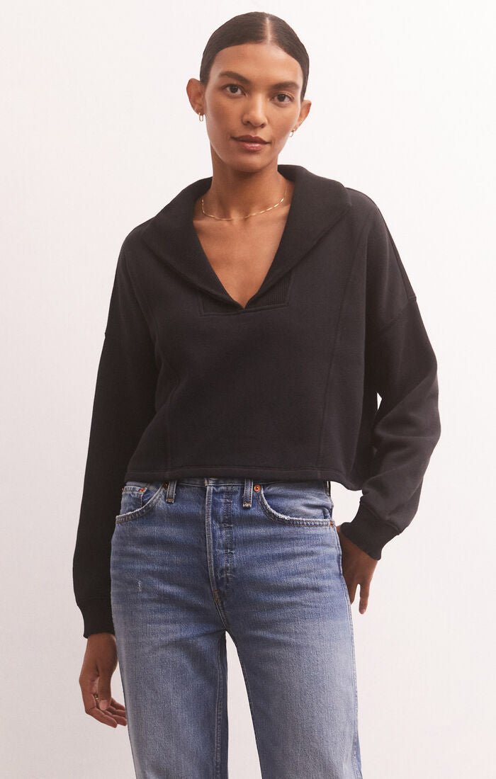 Soho Fleece Sweatshirt - Black - Addie Rose Boutique - Austin