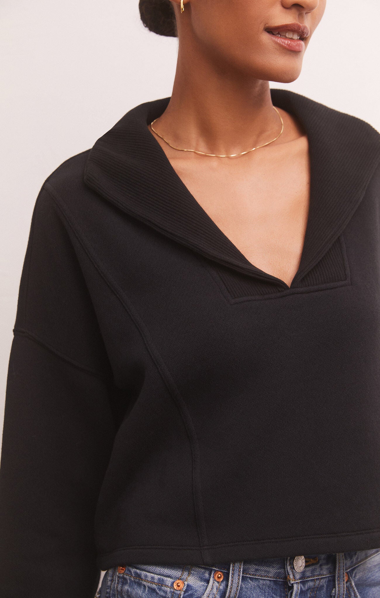 Soho Fleece Sweatshirt - Black - Addie Rose Boutique - Austin