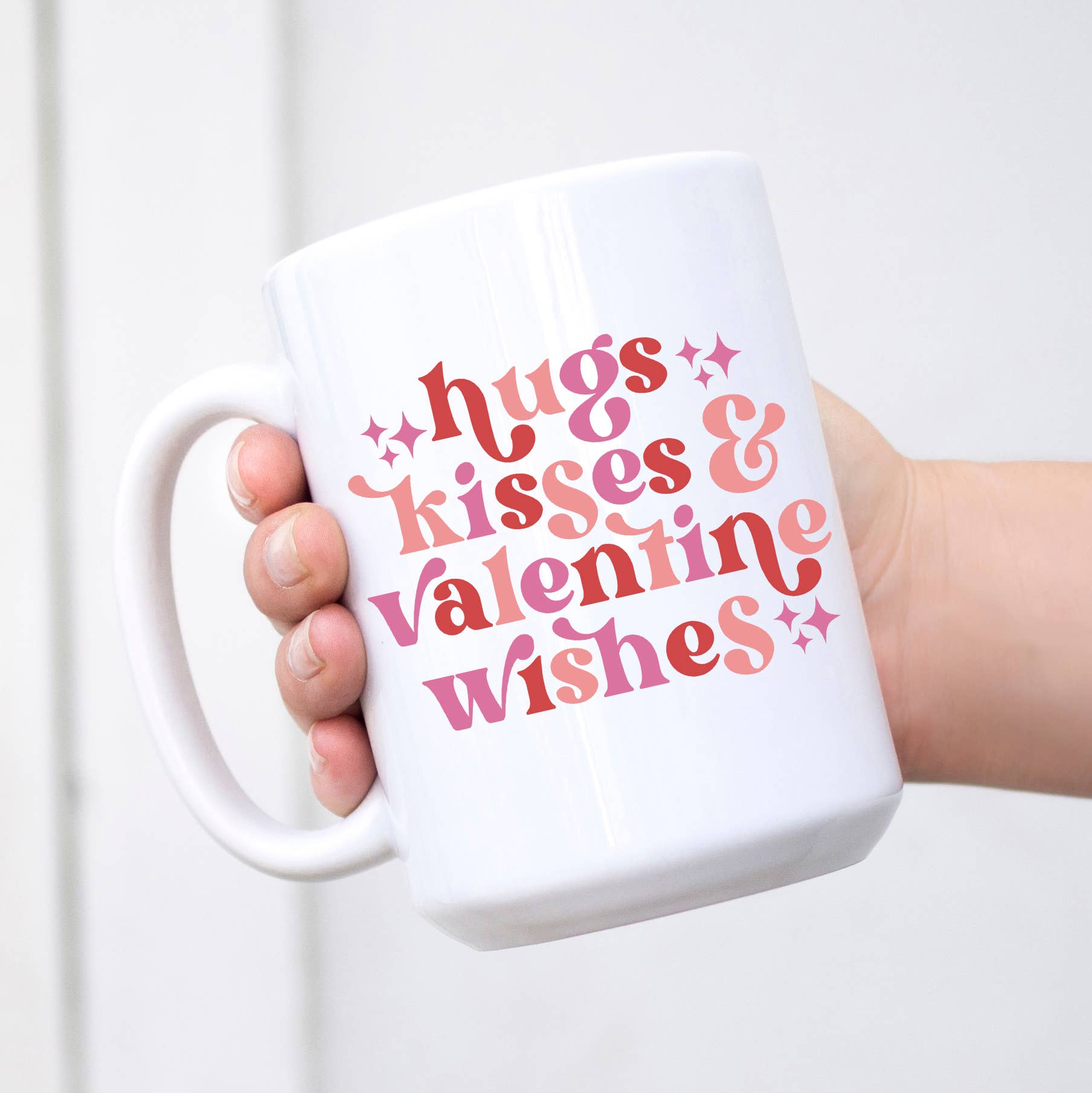 Sweet Mint Handmade Goods - 15oz mug, Hugs Kisses and Valentines Wishes, Love Cup - Addie Rose Boutique - Austin