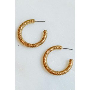 Textured Gold Hoop Earrings - Addie Rose Boutique - Austin