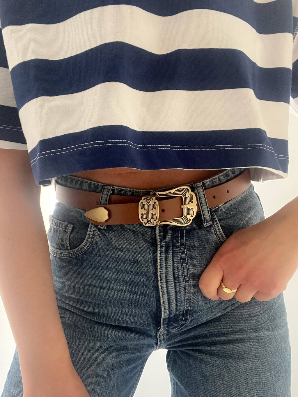 The Christina Brown Leather Belt - Addie Rose Boutique - Austin