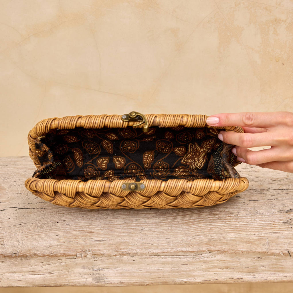 The Winding Road - Rattan Wide Weave Clutch - Addie Rose Boutique - Austin