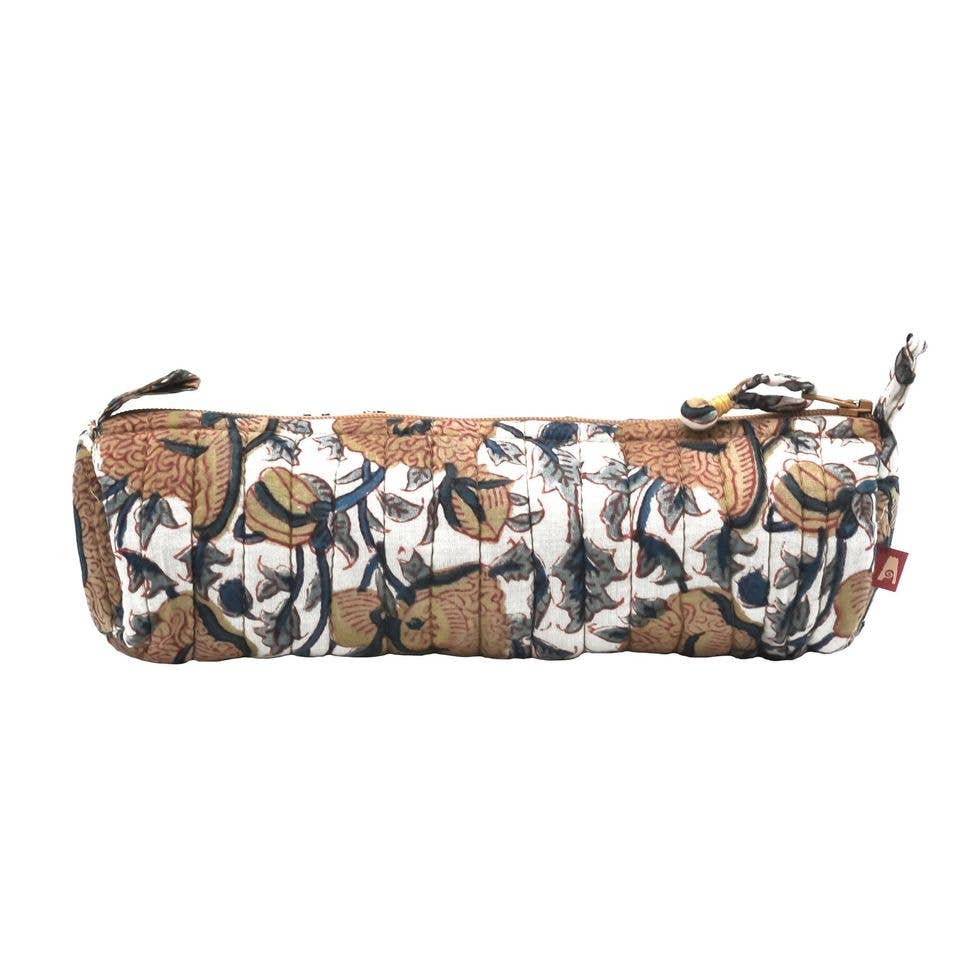 Tranquility Makeup Brush Bag - Block Printed Organic Cotton