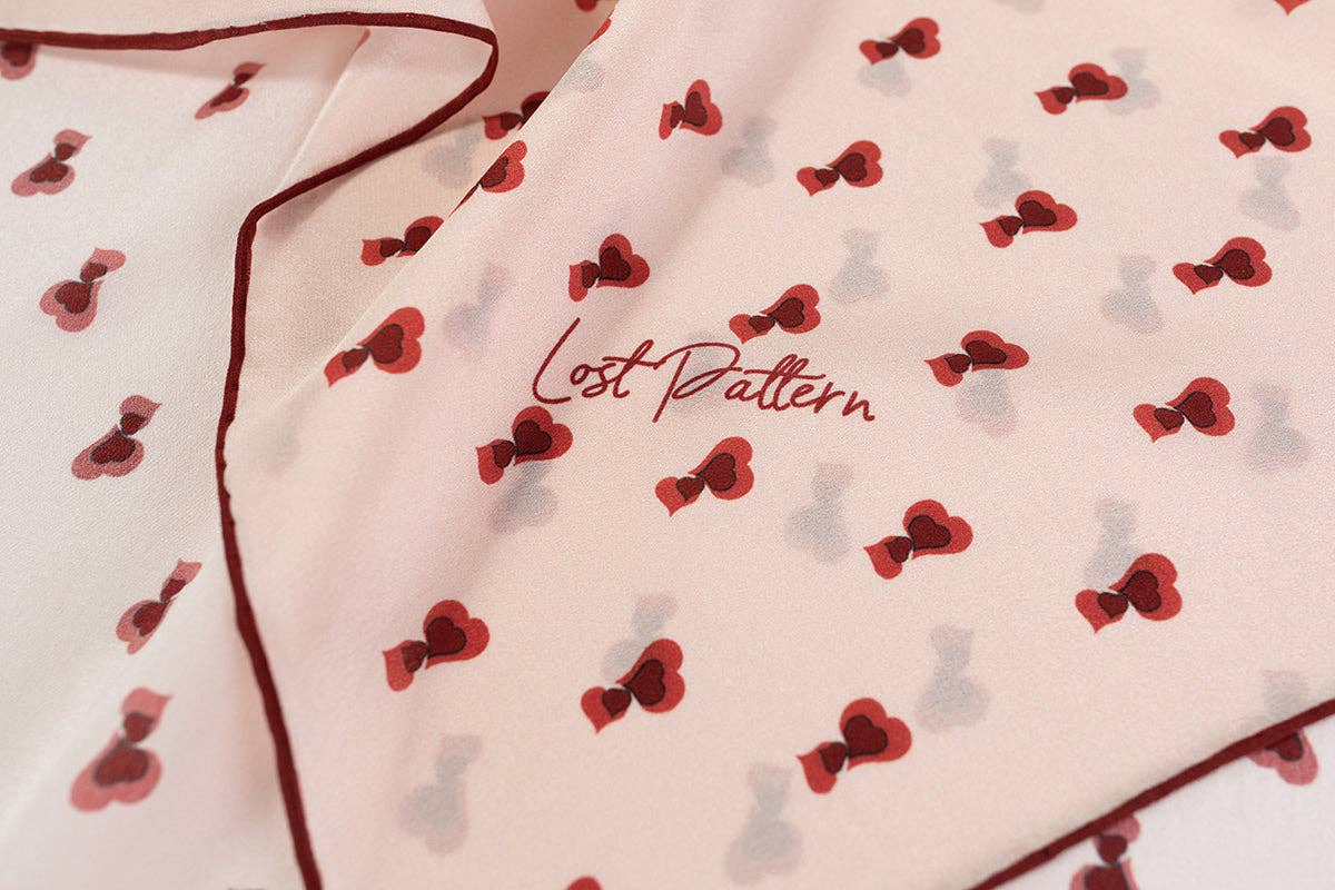 "Twin Hearts" Silk Crepe Bandana - Addie Rose Austin