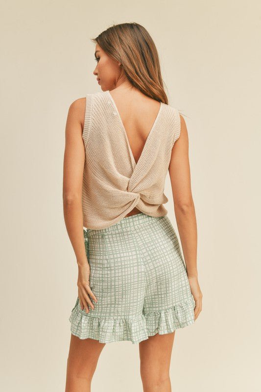 Twisted Knit Top in Beige - Addie Rose Boutique - Austin
