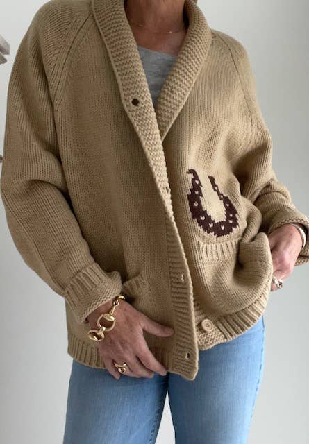 Varsity Chunky Horse Cardigan - Addie Rose Boutique - Austin