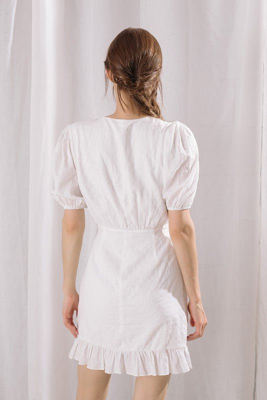 White Bliss Ruched Mini - Addie Rose Boutique - Austin