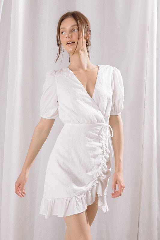 White Bliss Ruched Mini - Addie Rose Boutique - Austin