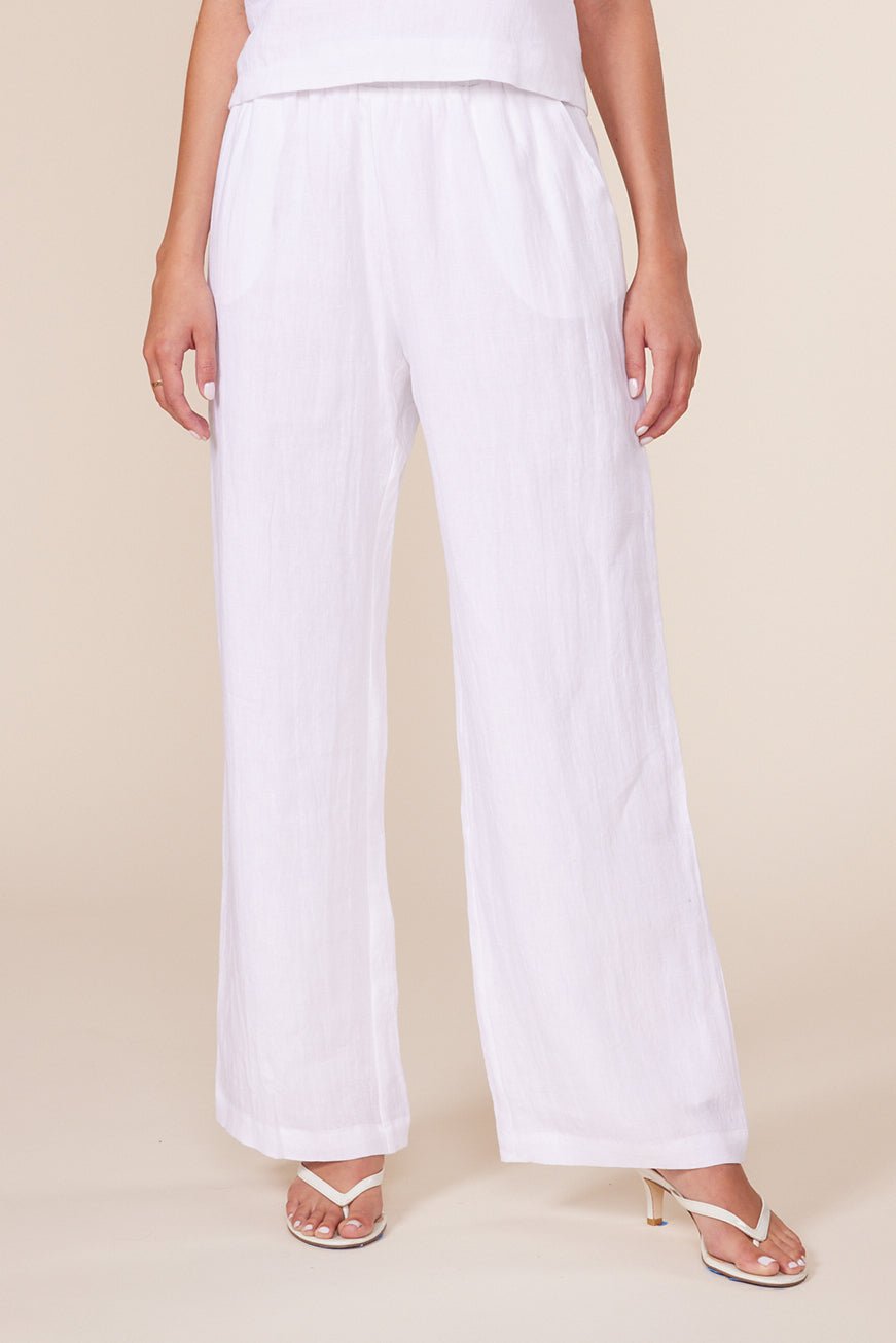 White Linen Relaxed Pant - Addie Rose Boutique - Austin