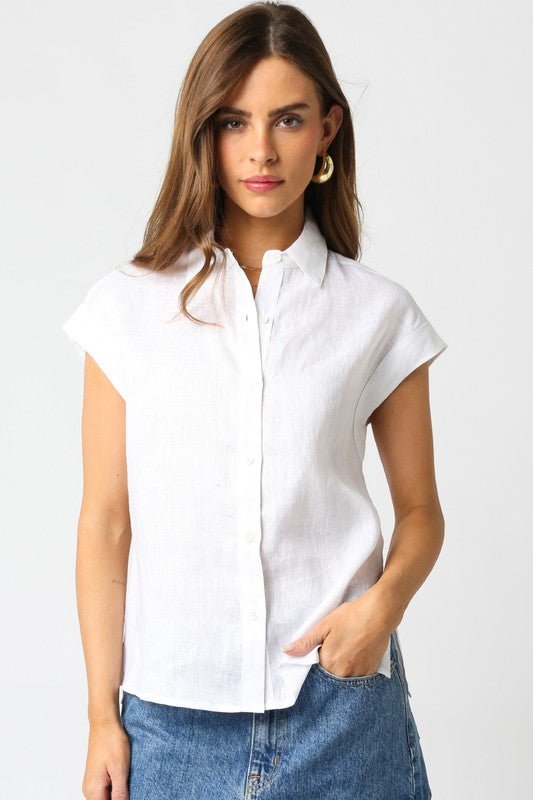White Linen Top - Addie Rose Boutique - Austin