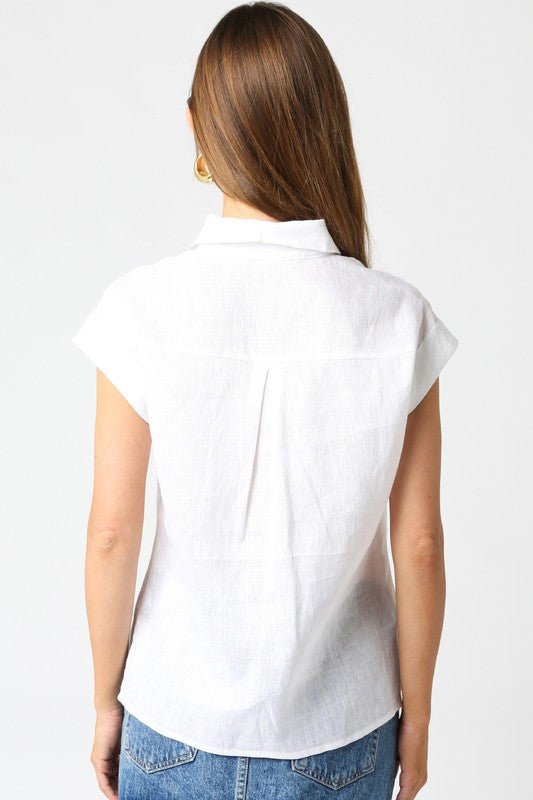 White Linen Top - Addie Rose Boutique - Austin