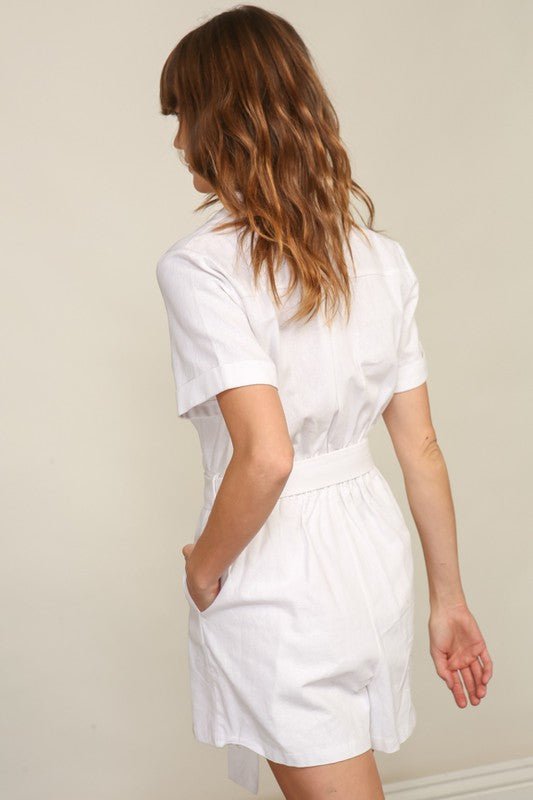 White Wrap Romper - Addie Rose Boutique - Austin