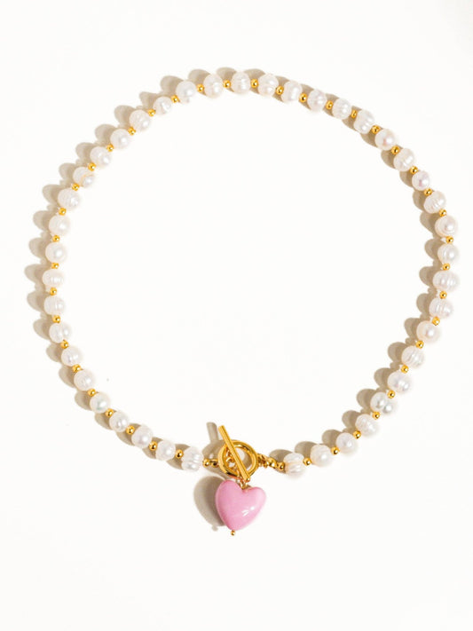 Wren Vintage Natural Pearl Heart Necklace - Addie Rose Boutique - Austin