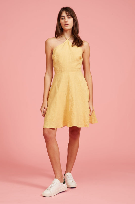 Lucy Yellow Linen Dress