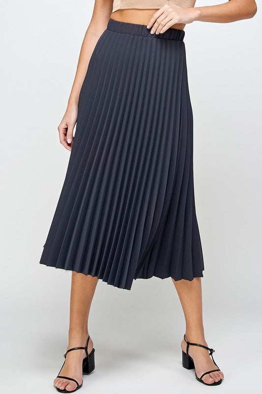 Pleated Crop Midi Skirt